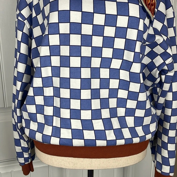 Petals and Peacock/ Checkerboard Crewneck sweatshirt Sz XL - Picture 2 of 11